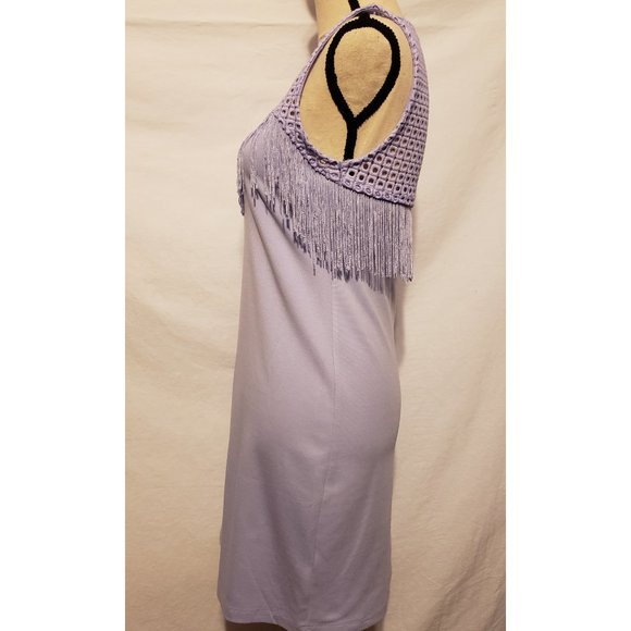 Gianni Bini Lavender Sleeveless Fringe Dress Lavender Medium M - Picture 6 of 7